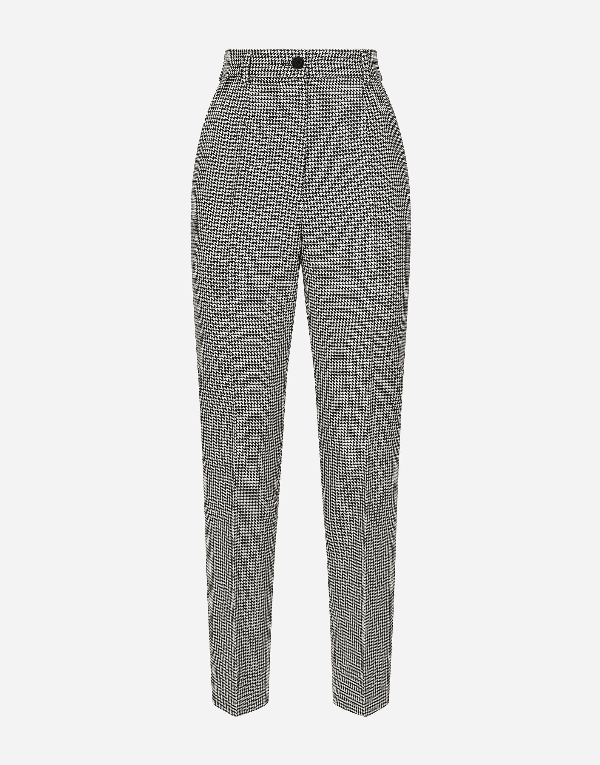 Houndstooth Wool Trousers In Multicolor Product Image