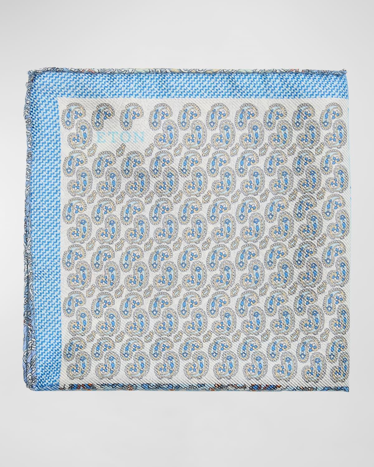 Mens Paisley-Print Tussah Silk Pocket Square Product Image