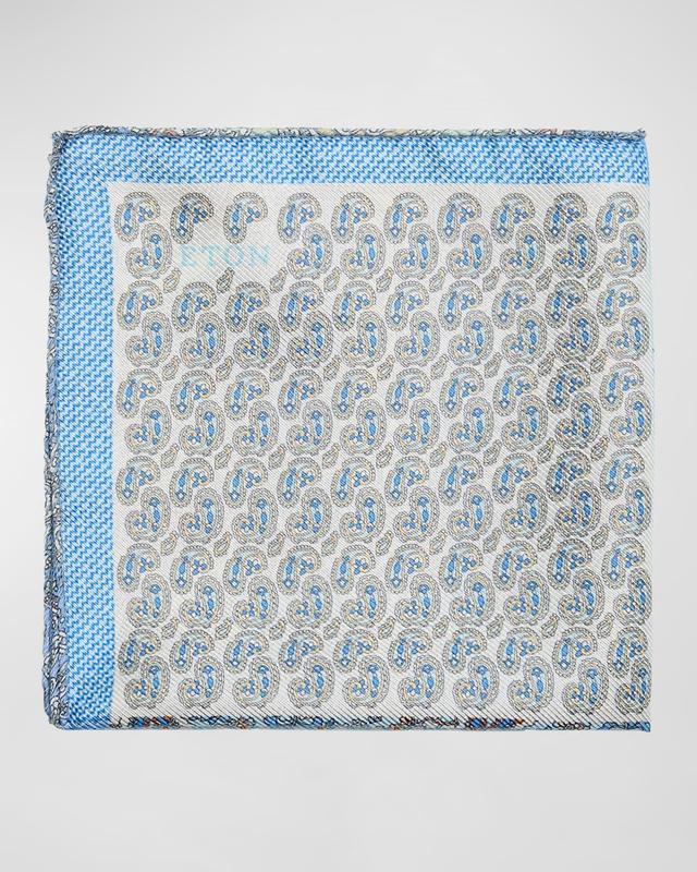 Mens Paisley-Print Tussah Silk Pocket Square Product Image