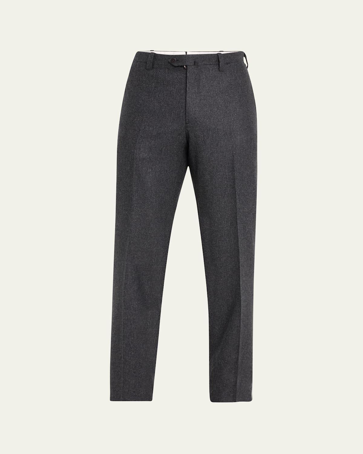 Mens Flat-Front Flannel Trousers Product Image