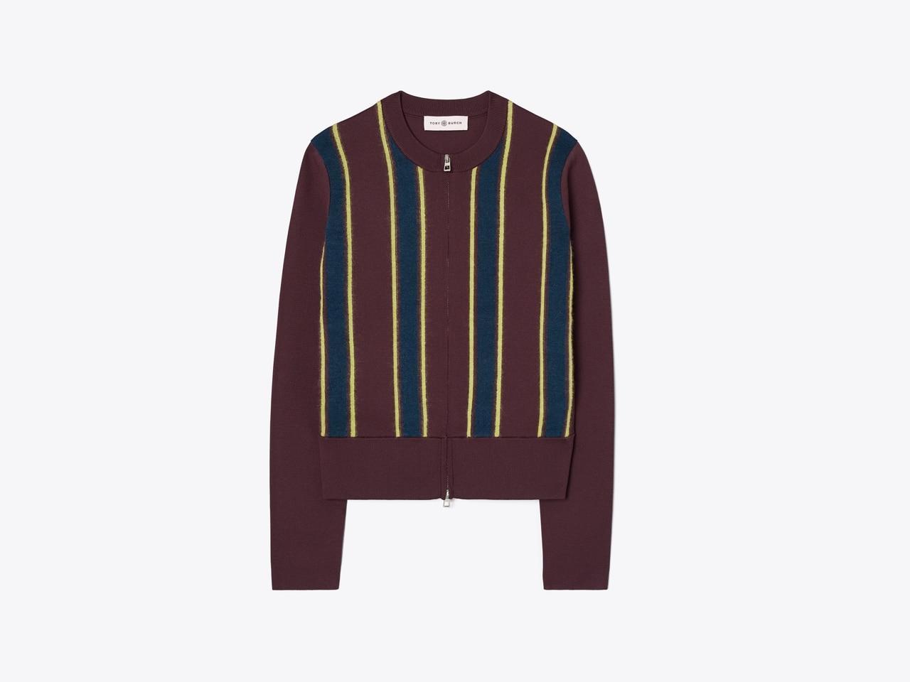 Striped Zip Front Cardigan Product Image