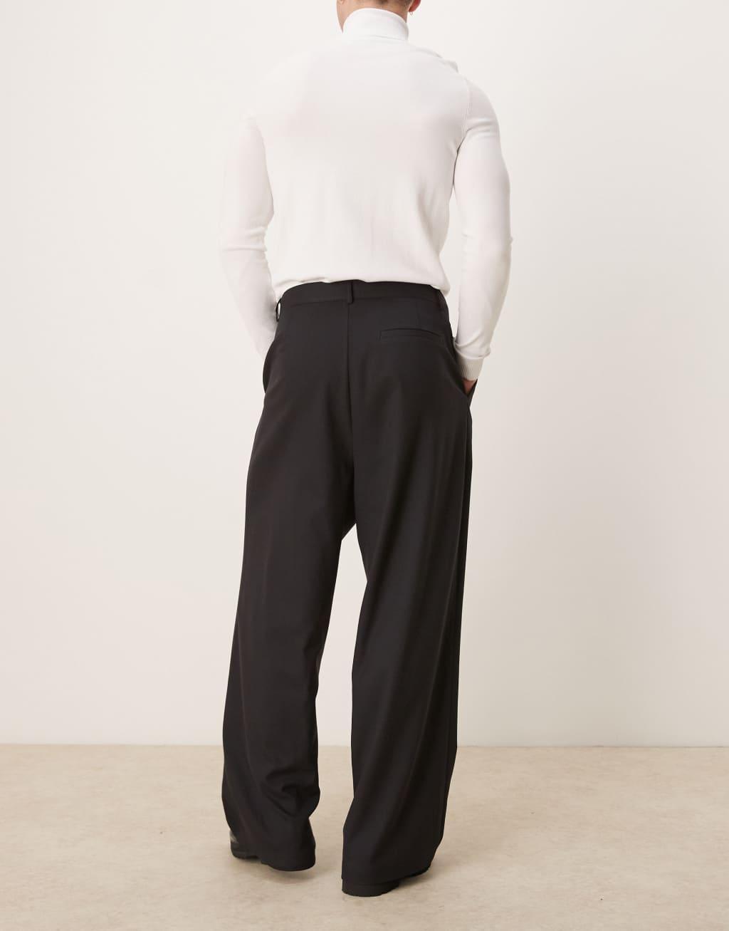 ASOS DESIGN horseshoe smart pants in black Product Image