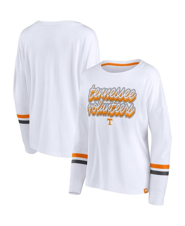 Womens Fanatics White Tennessee Volunteers Retro Power Striped Long Sleeve T-shirt Product Image