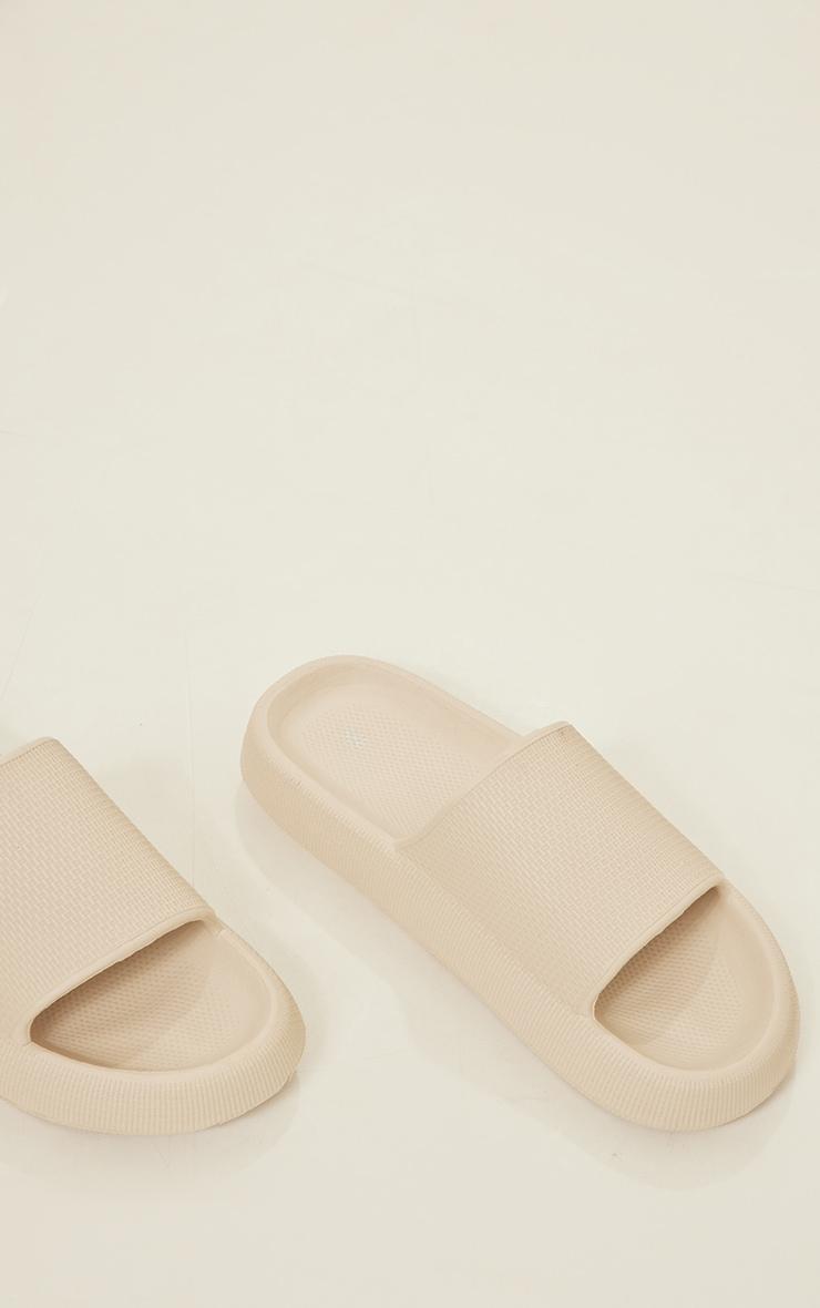 Beige Flatform Sole Rubber Slides Product Image