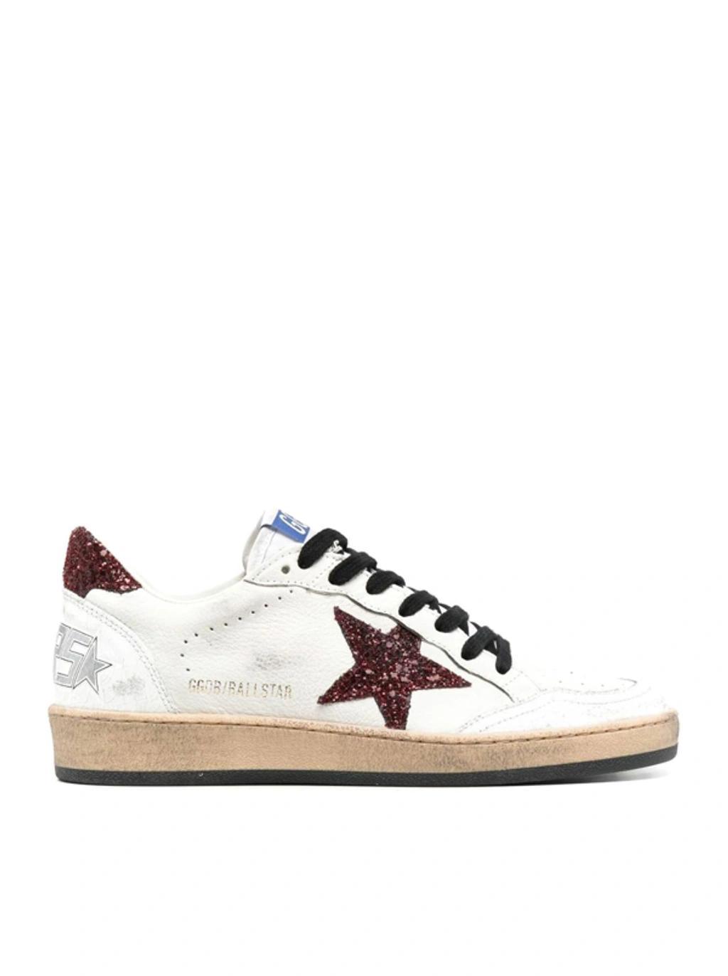 Ball Star Sneakers In White Leather Product Image