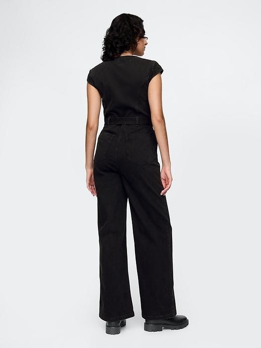 Belted Denim Jumpsuit Product Image