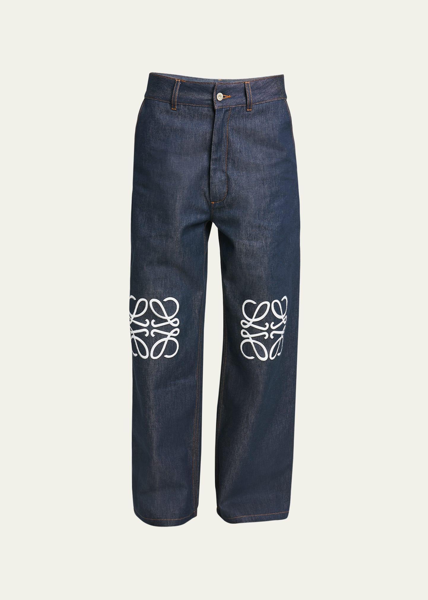 Womens Anagram Mid-Rise Baggy Jeans Product Image