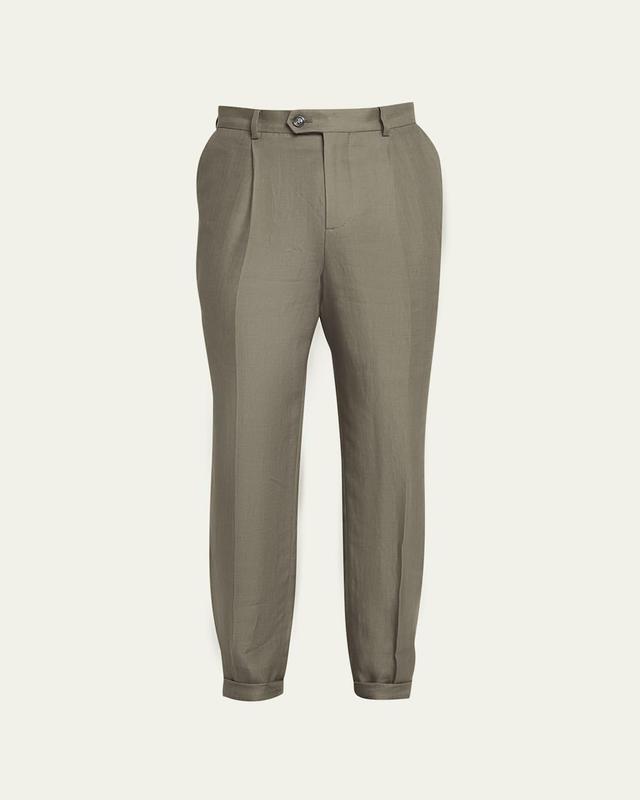 Mens Sage Chevron Linen Pants Product Image