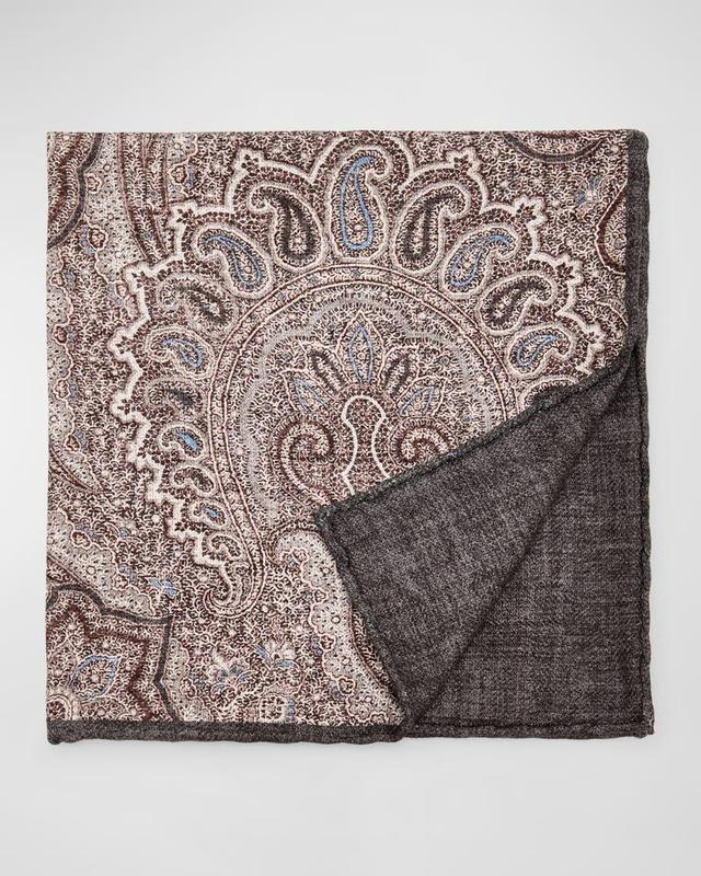 Men's Silk Paisley-Print Pocket Square Product Image