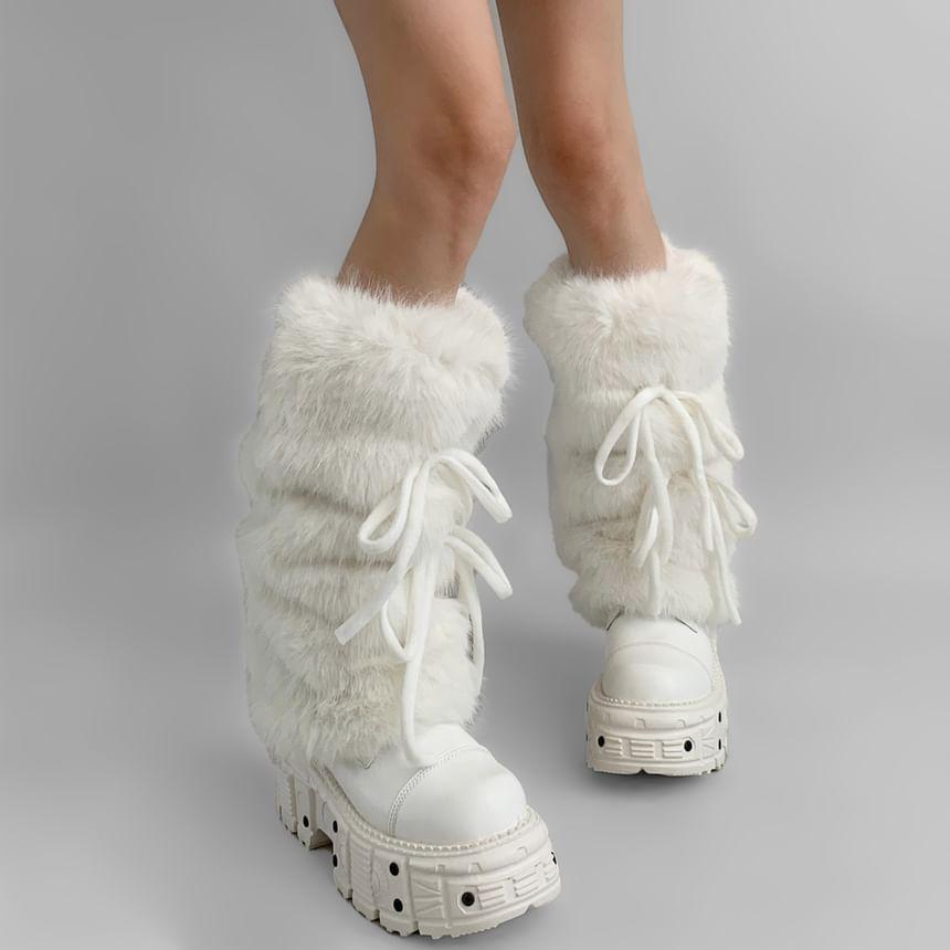 Bow Faux Fur Leg Warmers Product Image