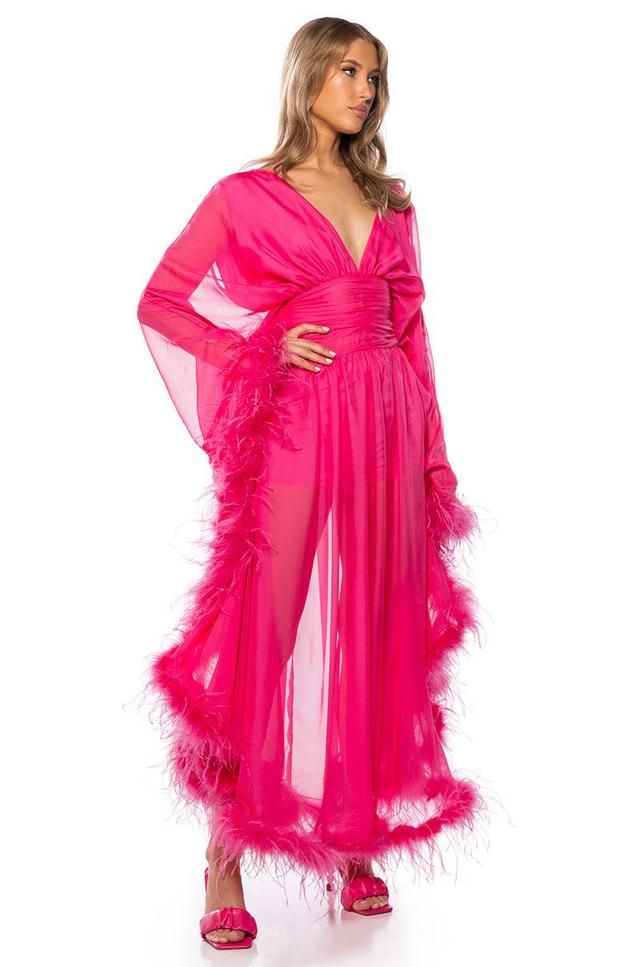 CLEMENTINE FEATHER TRIM MAXI DRESS Product Image