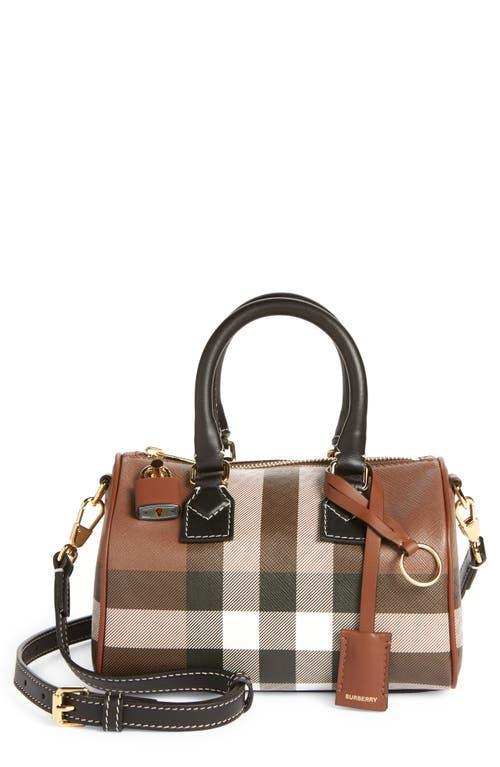 Womens Check Mini Leather Top Handle Bowling Bag Product Image