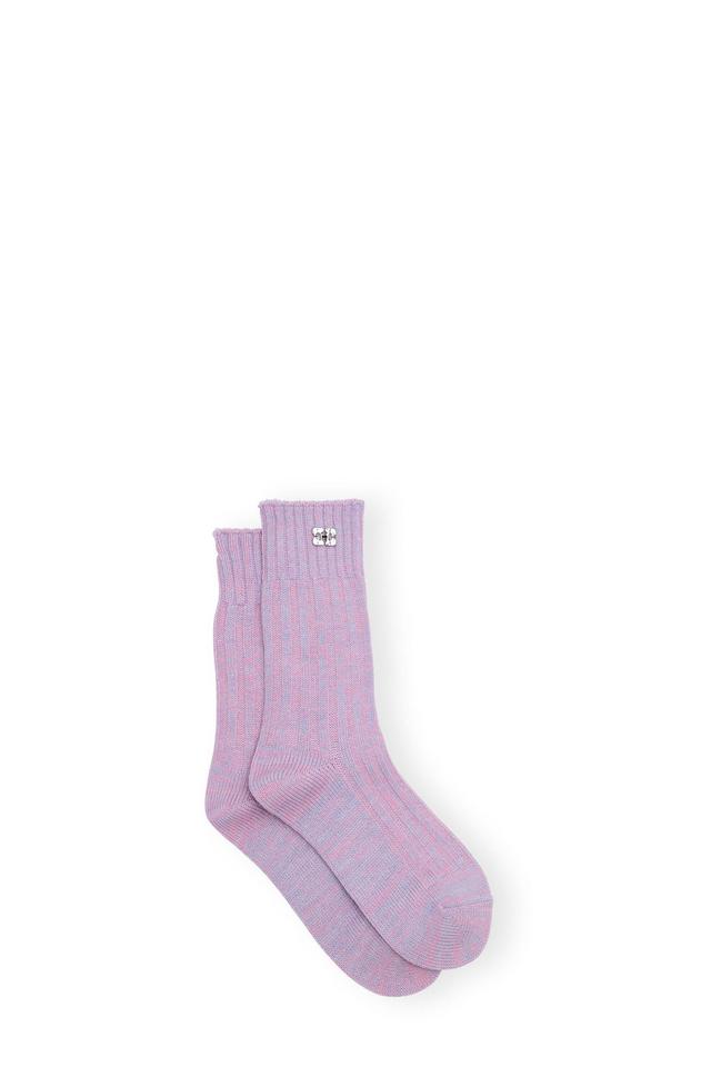 Purple Melange Ribbed Socks Product Image