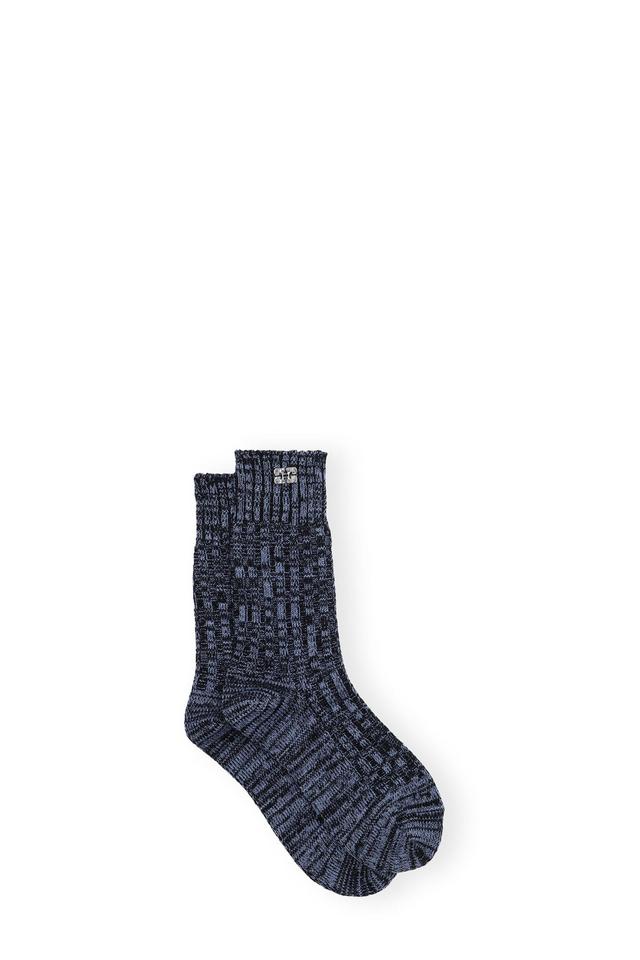 Blue Melange Ribbed Socks Product Image