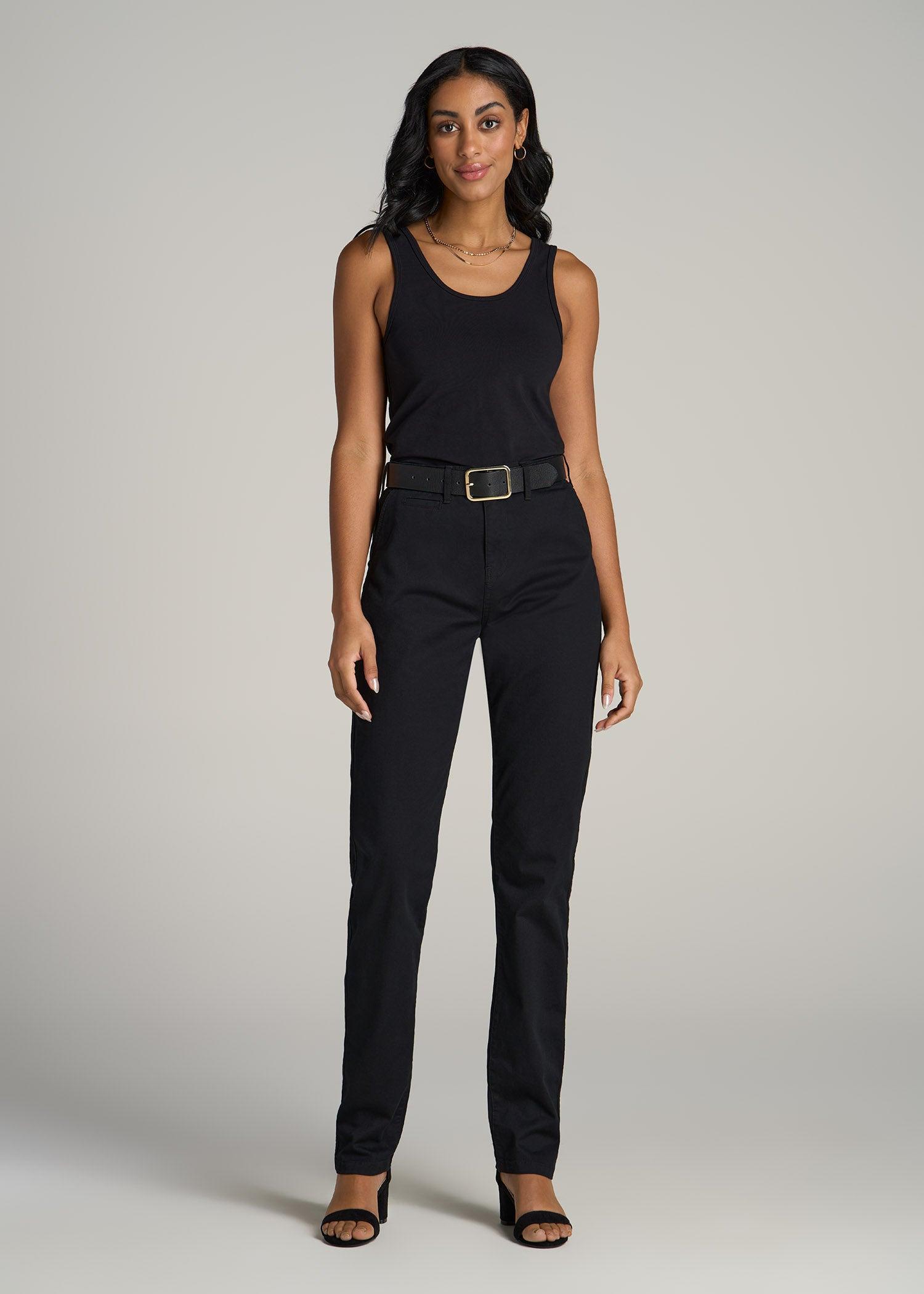 High Rise Tapered Chino Pants for Tall Women in Washed Black Product Image