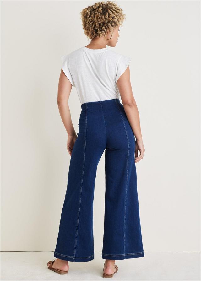 Pull On Wide Leg Jeans  - Dark Wash Product Image