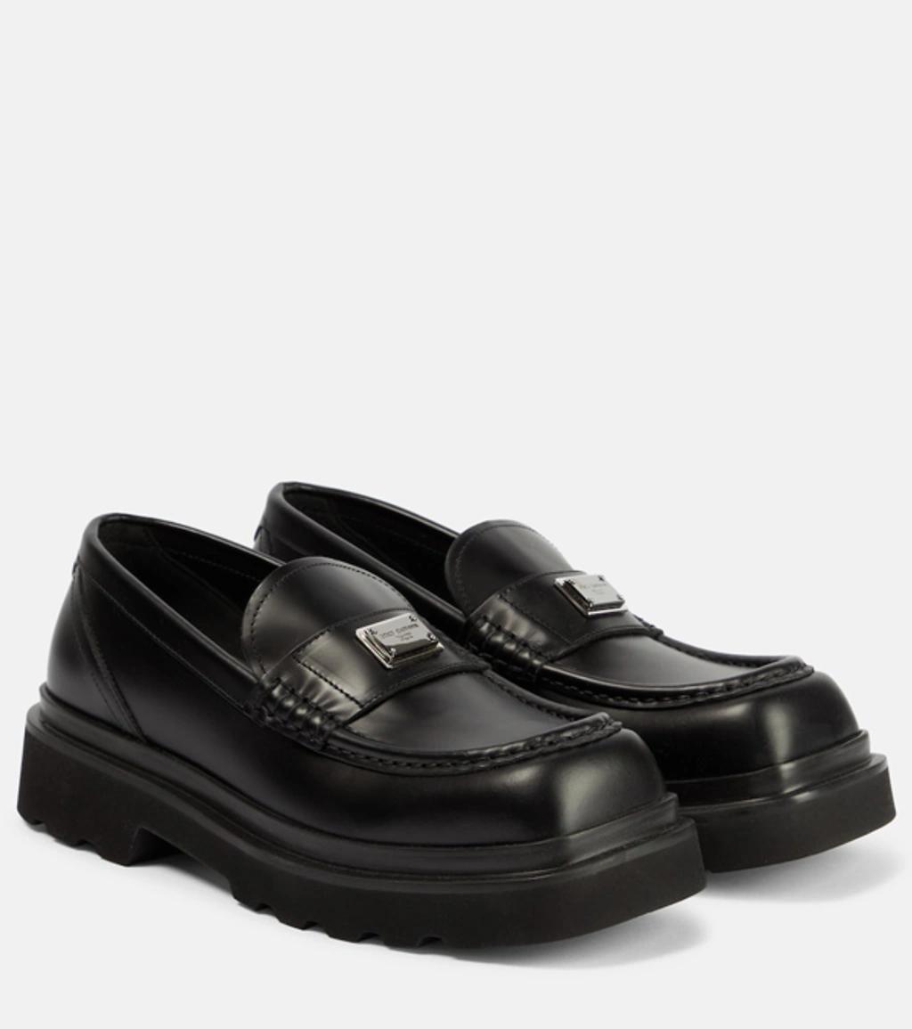 DOLCE & GABBANA City Trek Logo Leather Loafers In Black product image