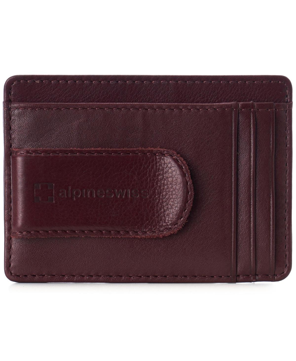 Alpine Swiss Mens Rfid Money Clip Leather Minimalist Wallet Card Case Id Window - Tan Product Image