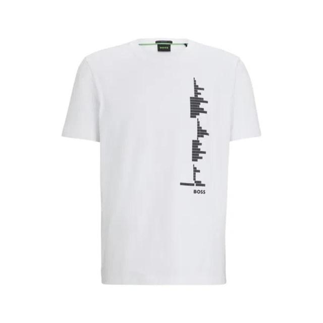 Stretch-cotton T-shirt With Decorative Reflective Artwork In White Product Image