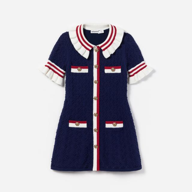 Navy Textured Knit Dress Product Image