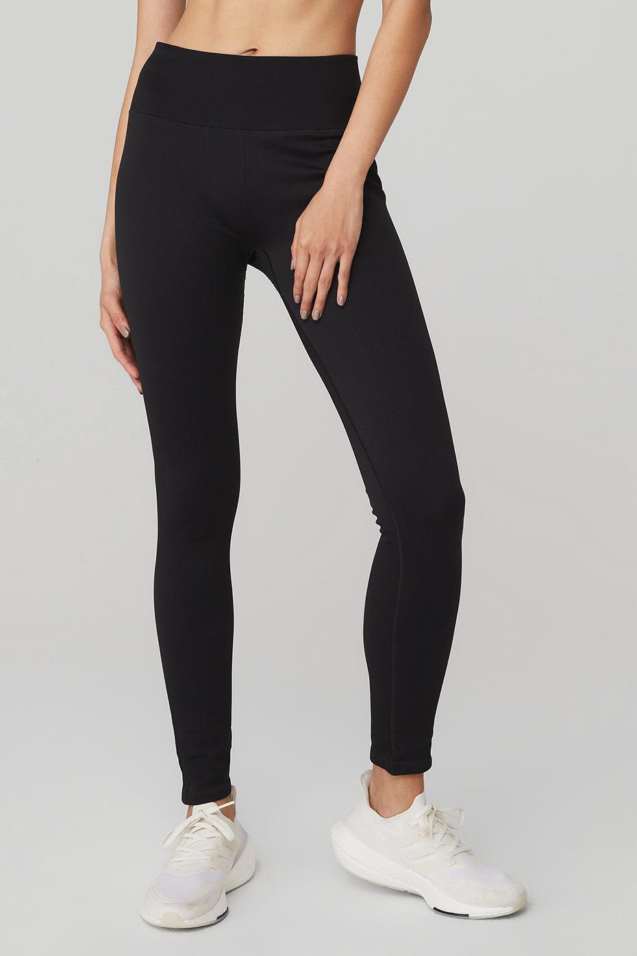 Seamless High-Waist Ribbed Legging - Black Female product image