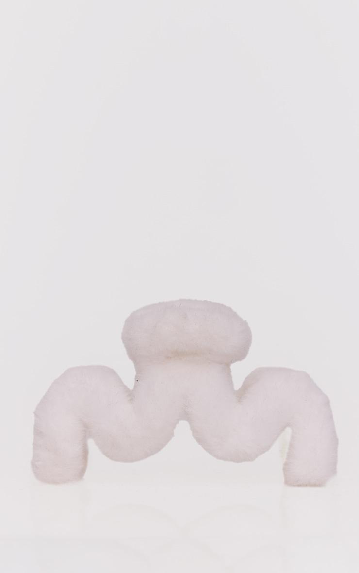 White Fluffy Wave Oversized Claw Clip Product Image