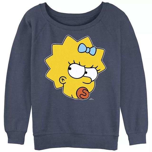 Juniors The Simpsons Sassy Maggie Slouchy Terry Graphic Pullover, Womens Blue Grey Product Image