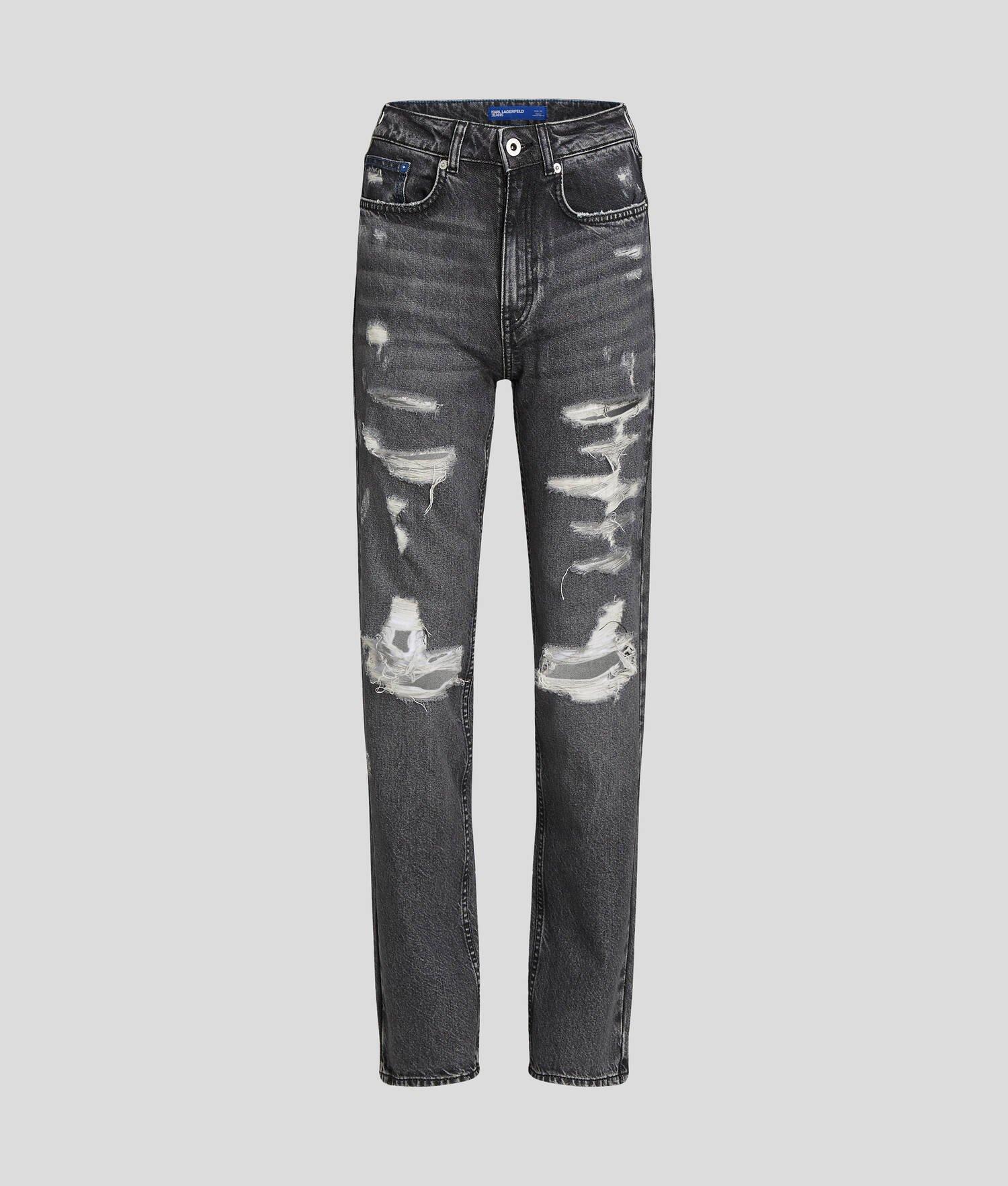 DISTRESSED HIGH-RISE STRAIGHT JEANS Product Image