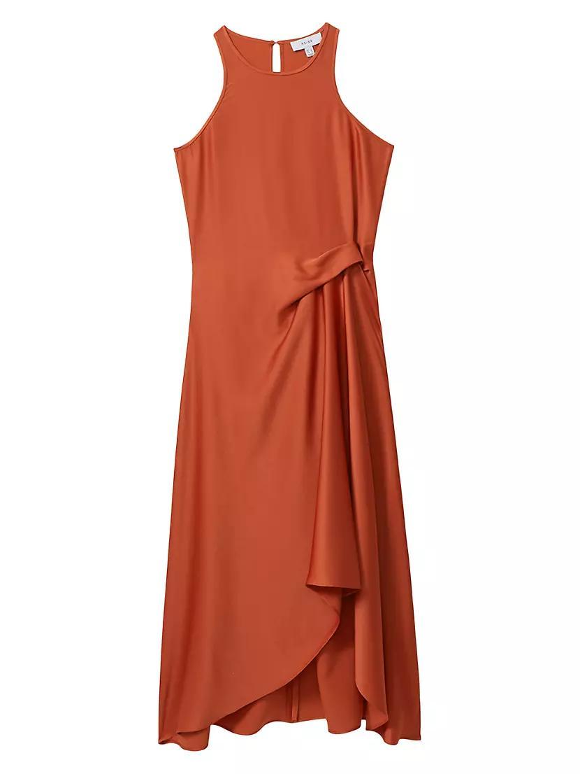 Micah Satin Tuck Midi-Dress Product Image