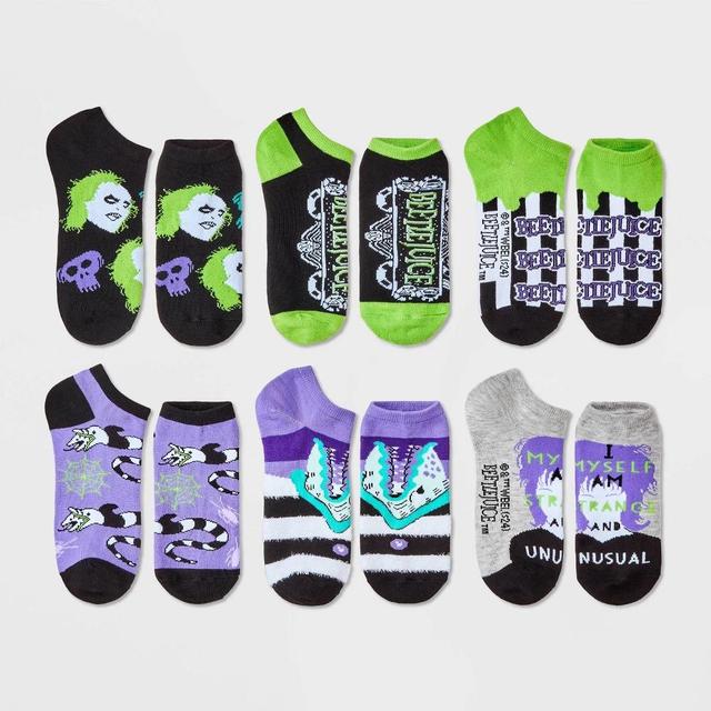 Womens Beetlejuice 6pk Low Cut Socks - White/Black/Purple 4-10 Product Image