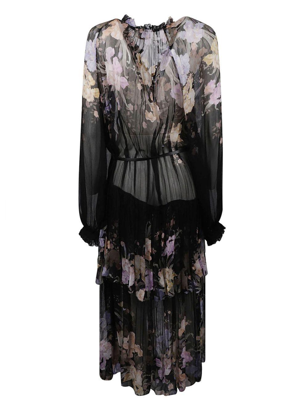 ZIMMERMANN Womens Iris Sherbet Eden Tiered Floral-print Woven Midi Dress In Schwarz Product Image