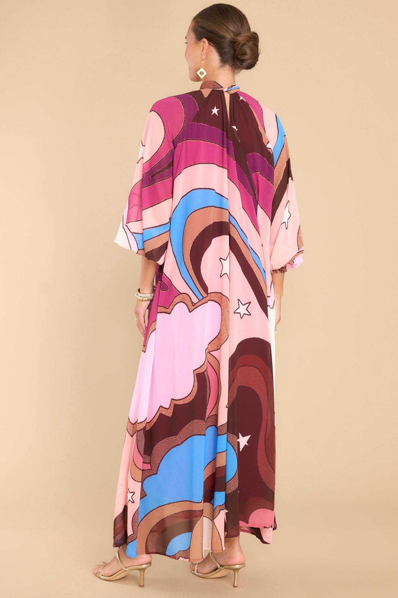 Aura Can You Imagine Berry Multi Print Maxi Dress Raspberry Product Image