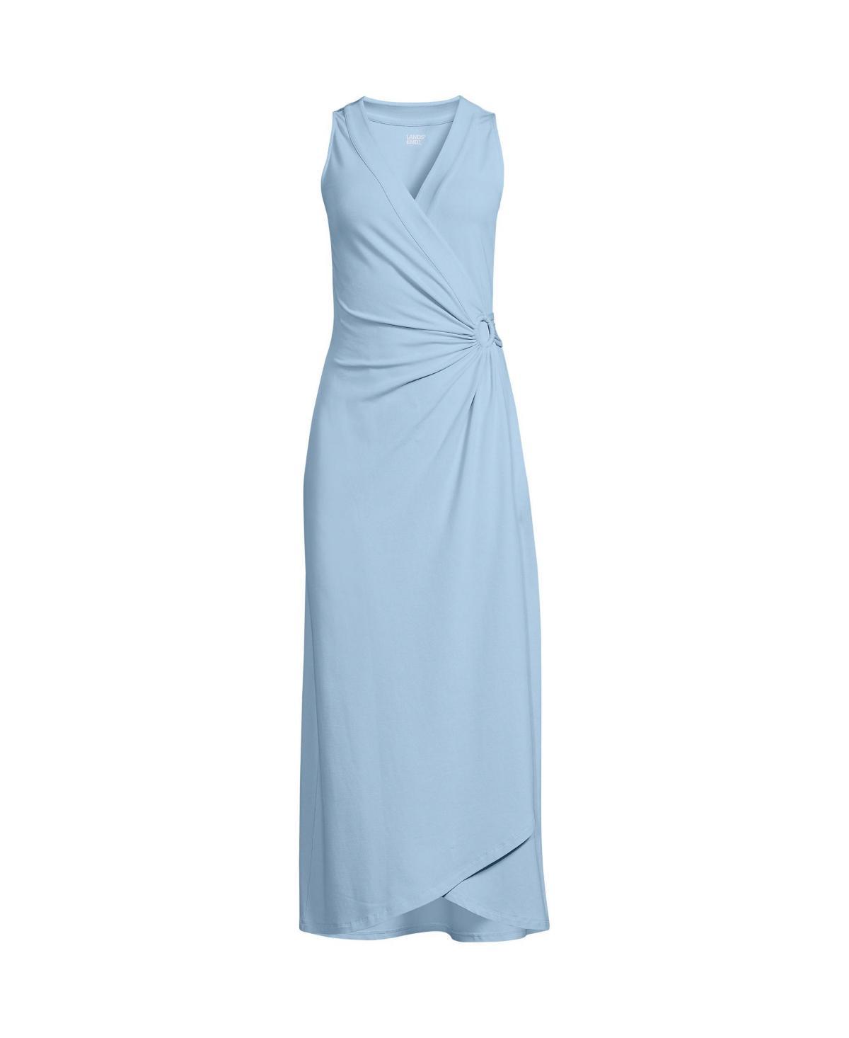 Womens Lands End High Neck Cover-Up Maxi Dress Deep Blue Product Image