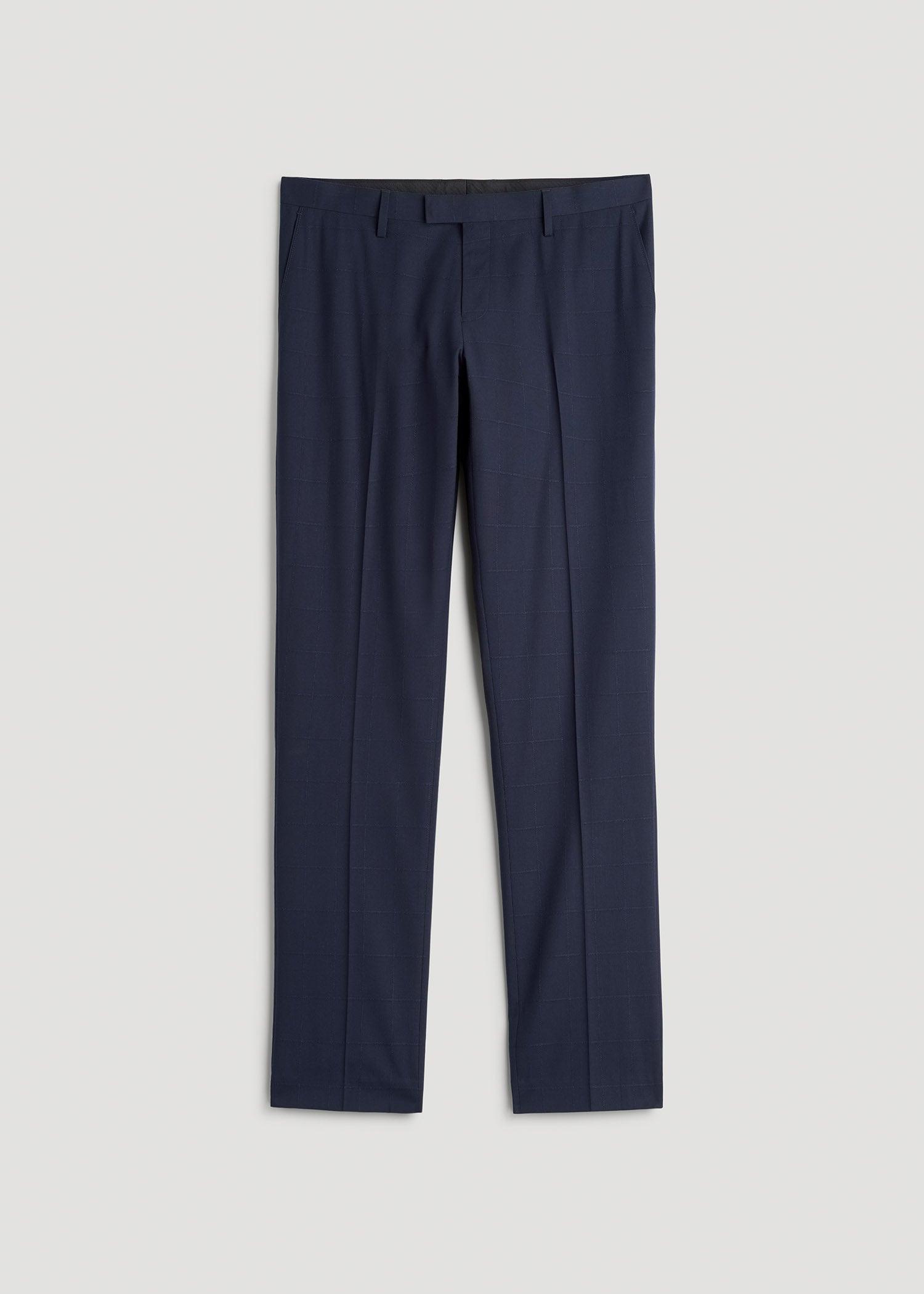 Suit Trousers for Tall Men in Blue Windowpane Product Image