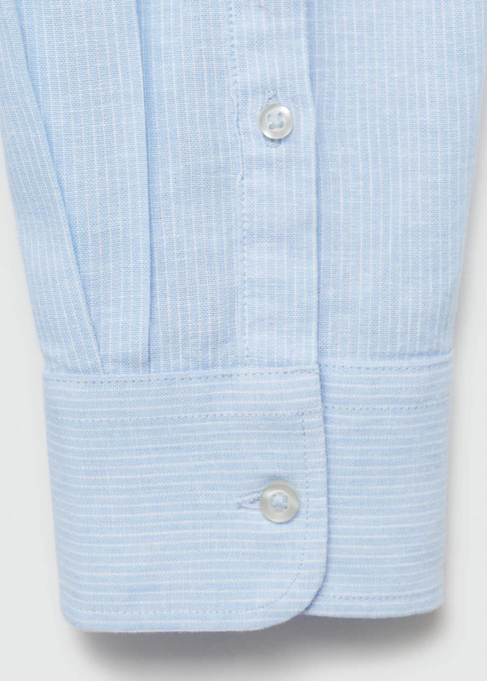 MANGO MAN - Regular-fit striped cotton-linen shirt sky blueMen Product Image