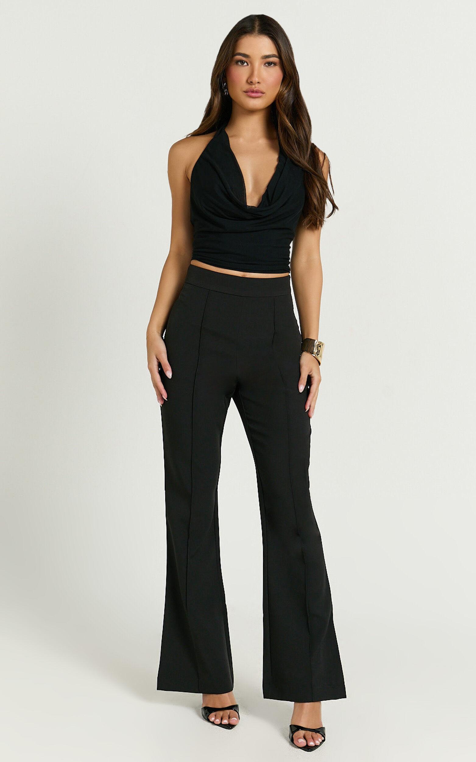 Roschel Pants - High Waisted Flared Pants in Black Product Image