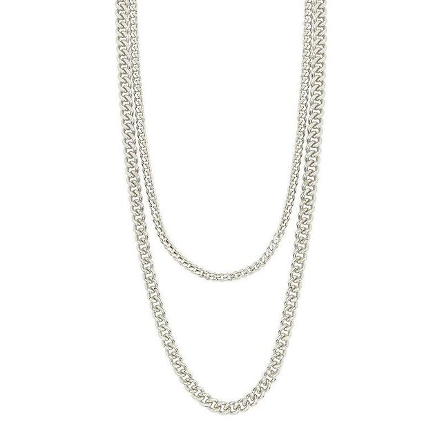 MC Collective Layered Curb Chain Necklace, Womens Silver Tone Product Image