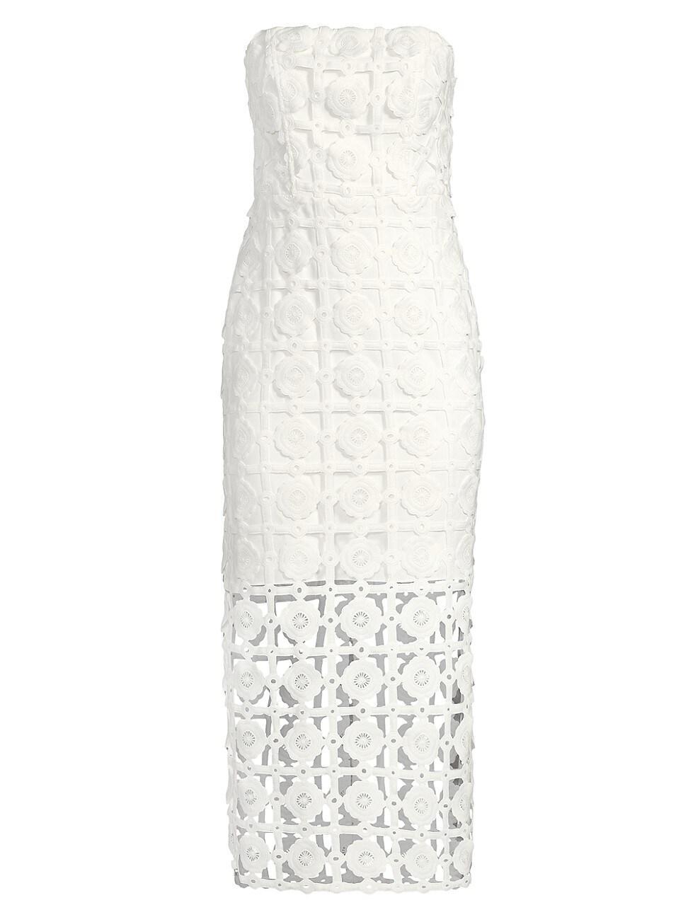 Womens Kait Strapless Tiled Lace Midi-Dress Product Image