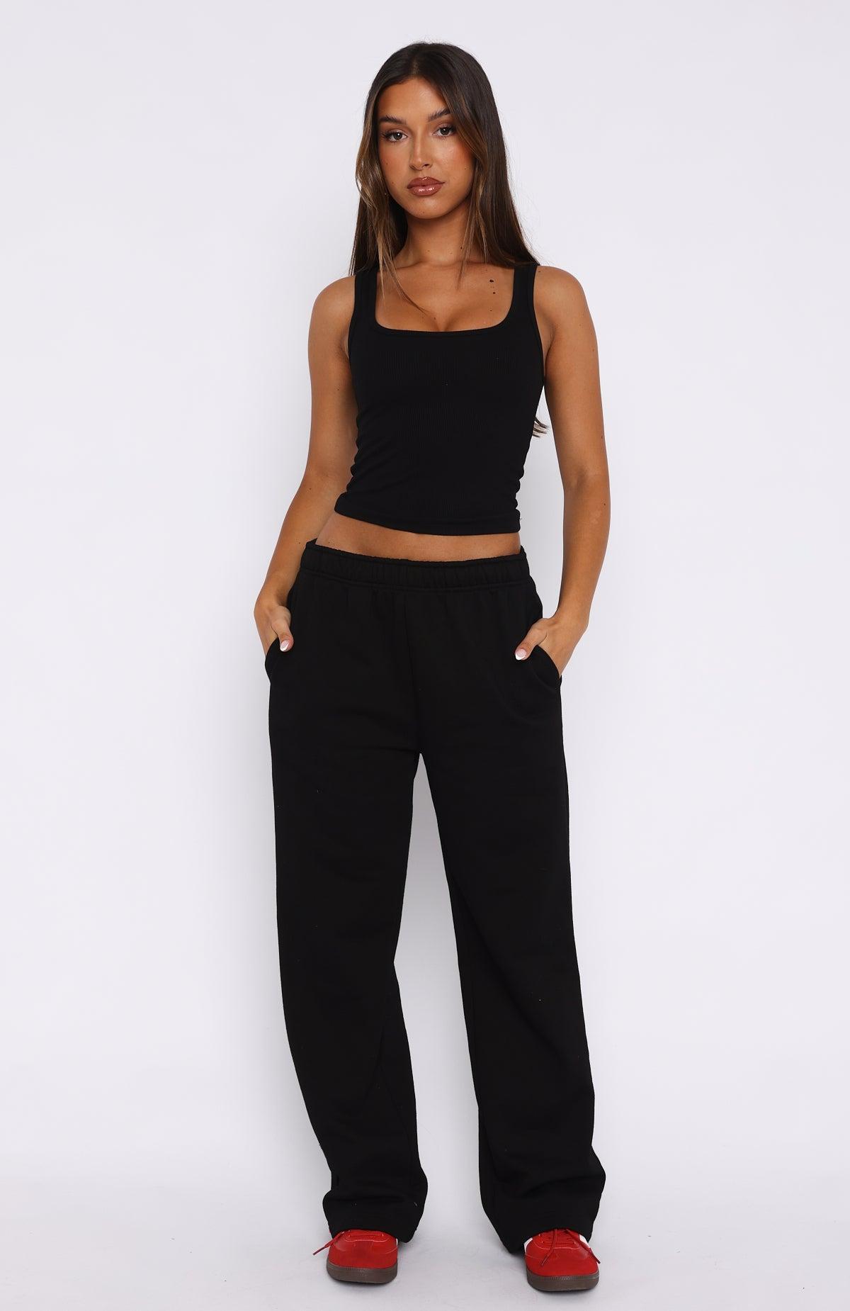 No Excuses Wide Leg Sweatpants Black Product Image