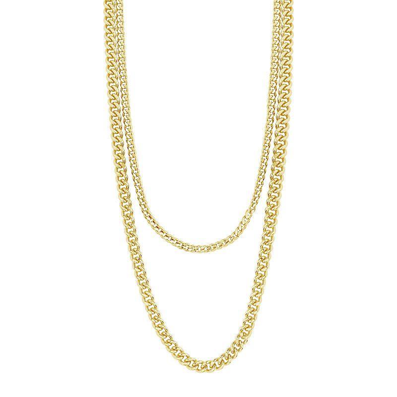 MC Collective Layered Curb Chain Necklace, Womens Silver Tone Product Image