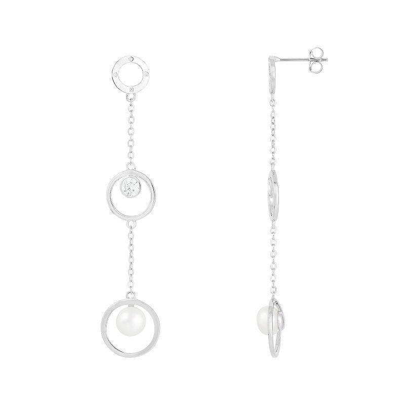 Splendid Pearls Dangling Sterling Silver Freshwater Cultured Pearl Earrings, Womens product image