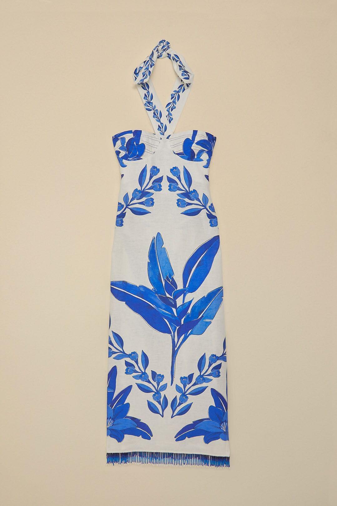 Off-White Blue Yard Sleeveless Maxi Dress Product Image