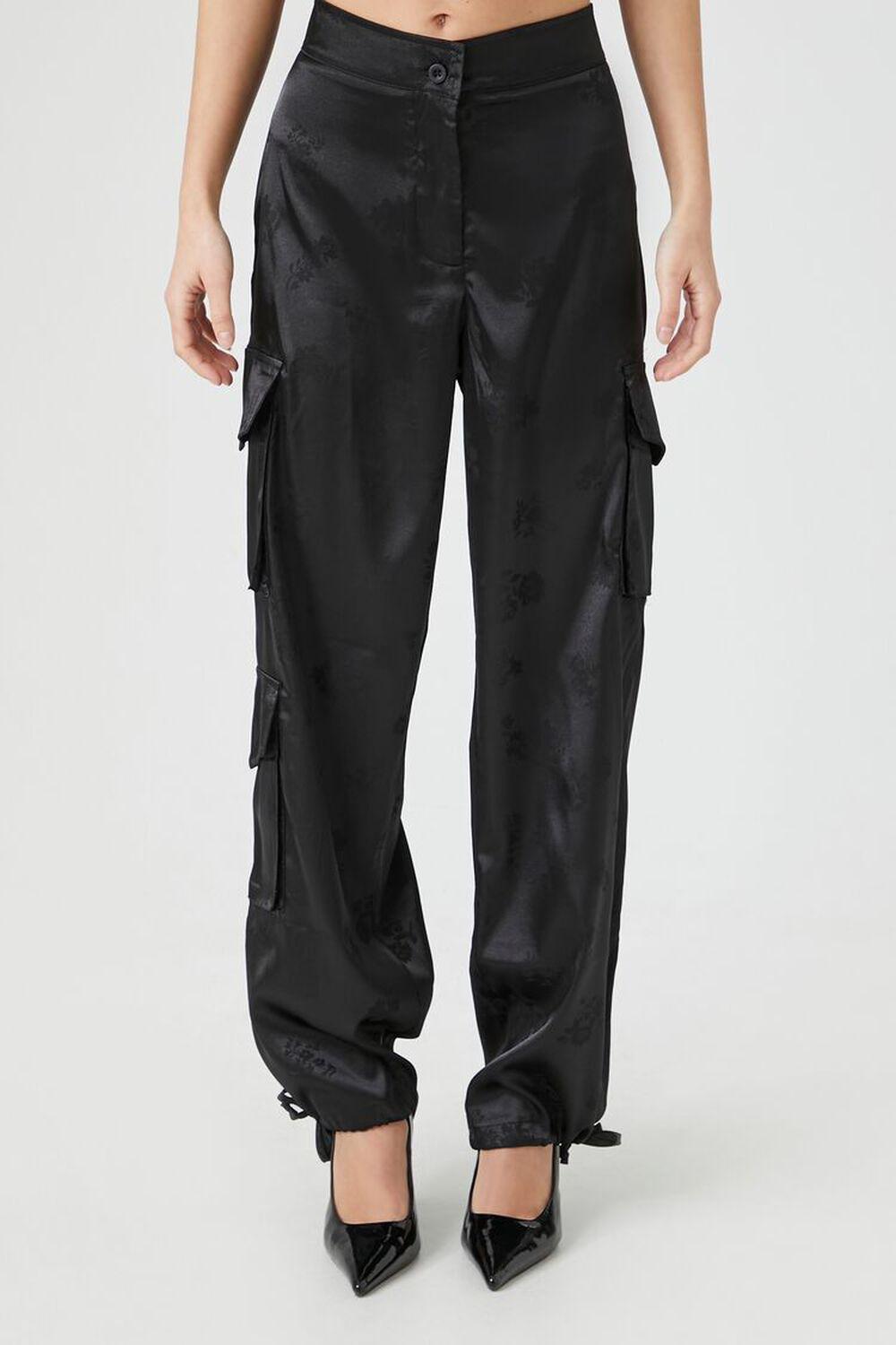 Satin Jacquard Cargo Pants | Forever 21 Product Image