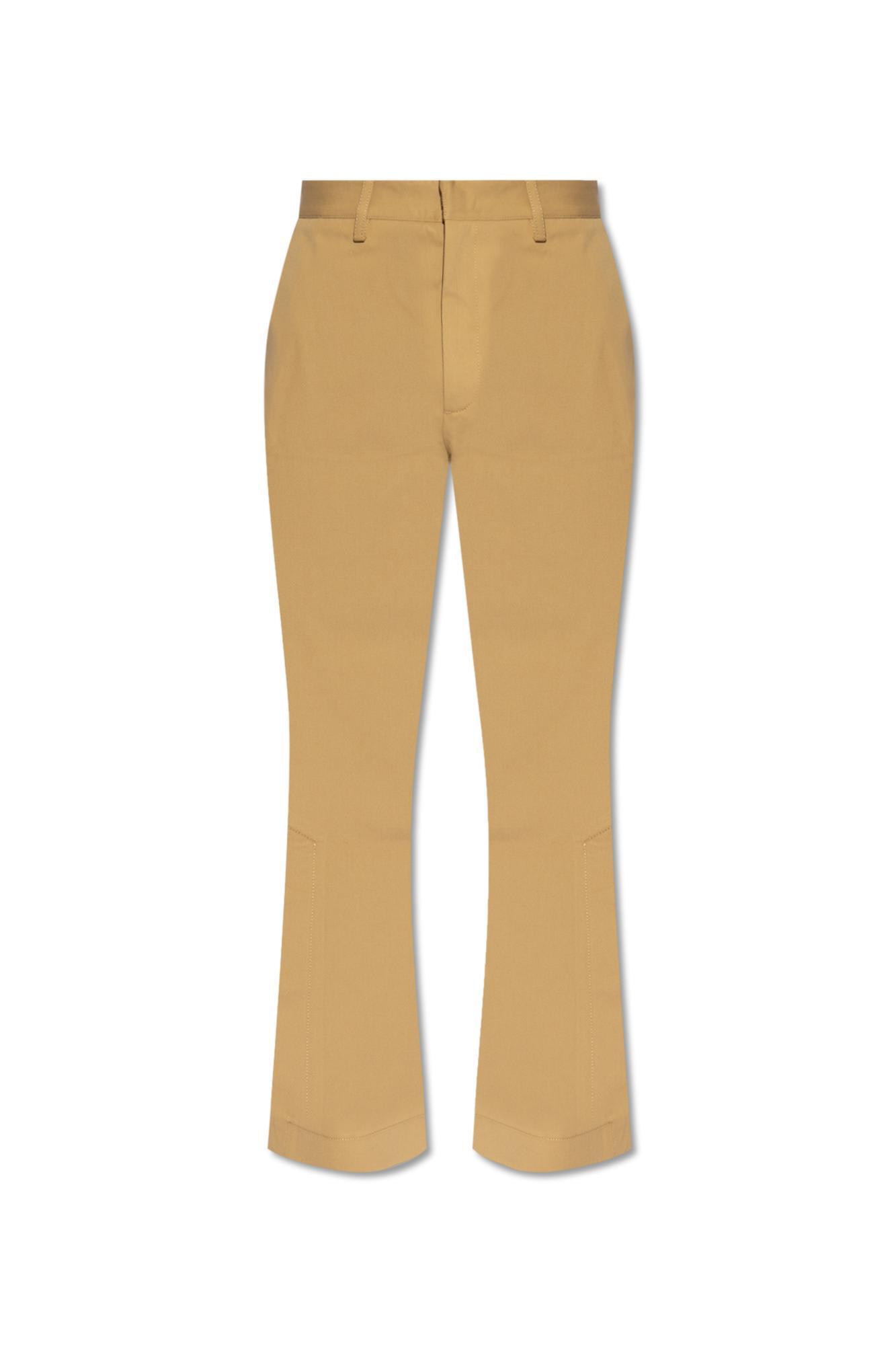 Logo Embroidered Flared Trousers In Beige Product Image