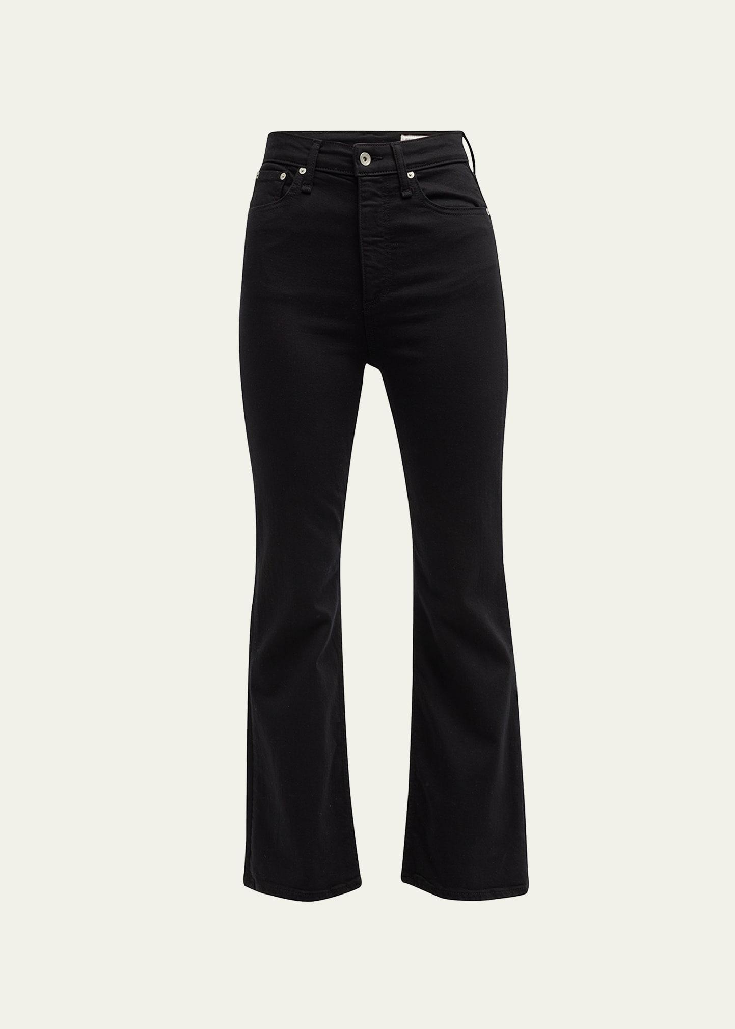 rag & bone Casey High Rise Ankle Flare Jeans in Black Product Image