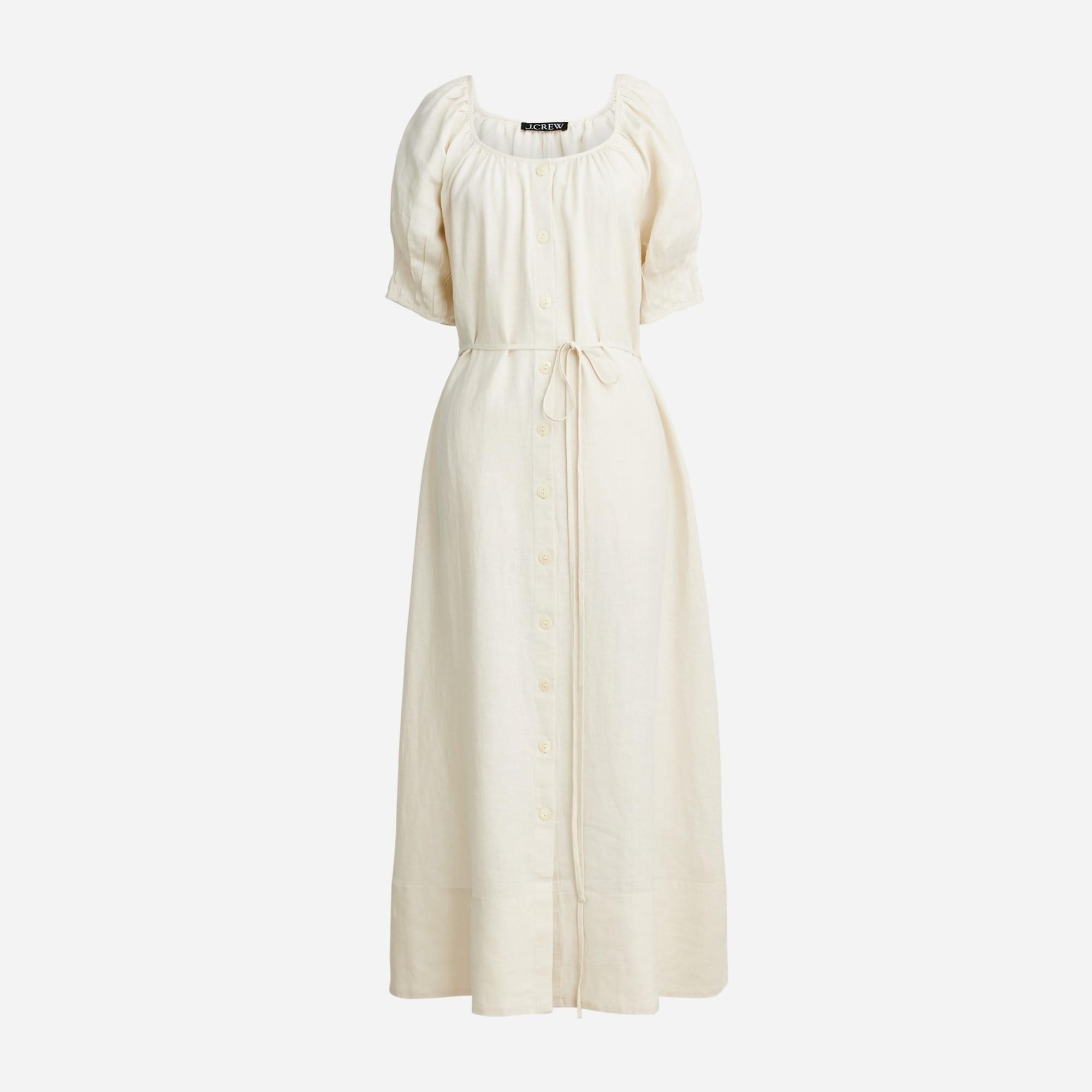 Button-up midi dress in linen Product Image