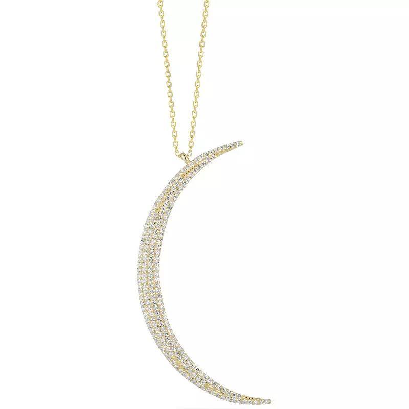 Sunkissed Sterling Pave Cubic Zirconia Crescent Moon Necklace, Womens Multicolor Product Image