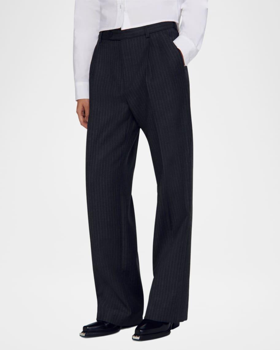 Kelina Pinstripe Oversized Wool Trousers Product Image