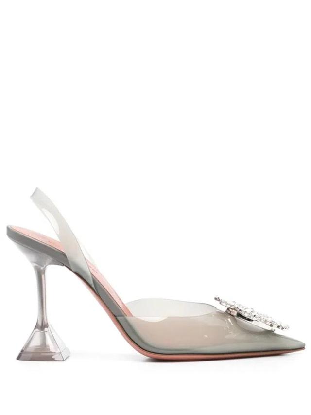 AMINA MUADDI 95mm Begum Glass Pvc Slingbacks In Grey Product Image