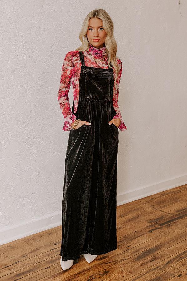 Holiday Cheer Velvet Jumpsuit in Black Product Image